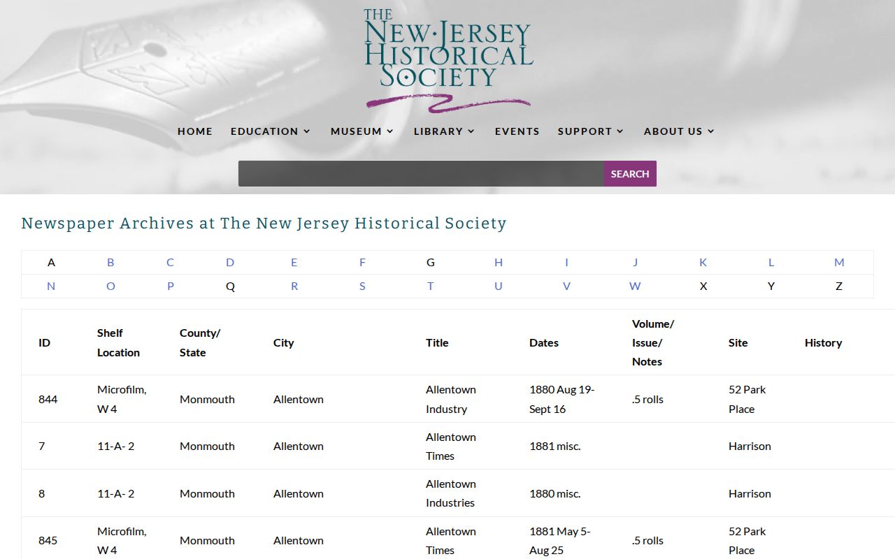 Belleville city directory newspaper holdings at the New Jersey Historical Society