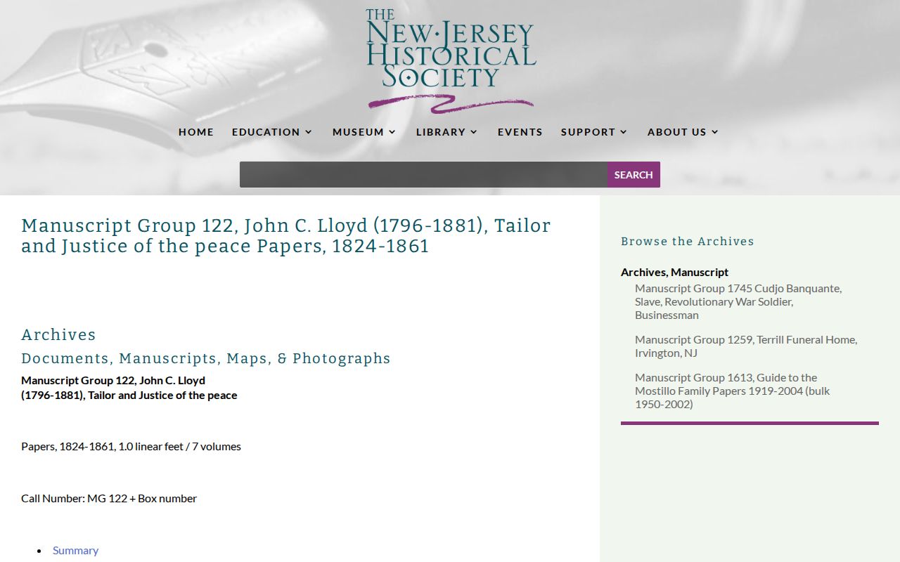 Belleville previous residents John C. Lloyd manuscript collection