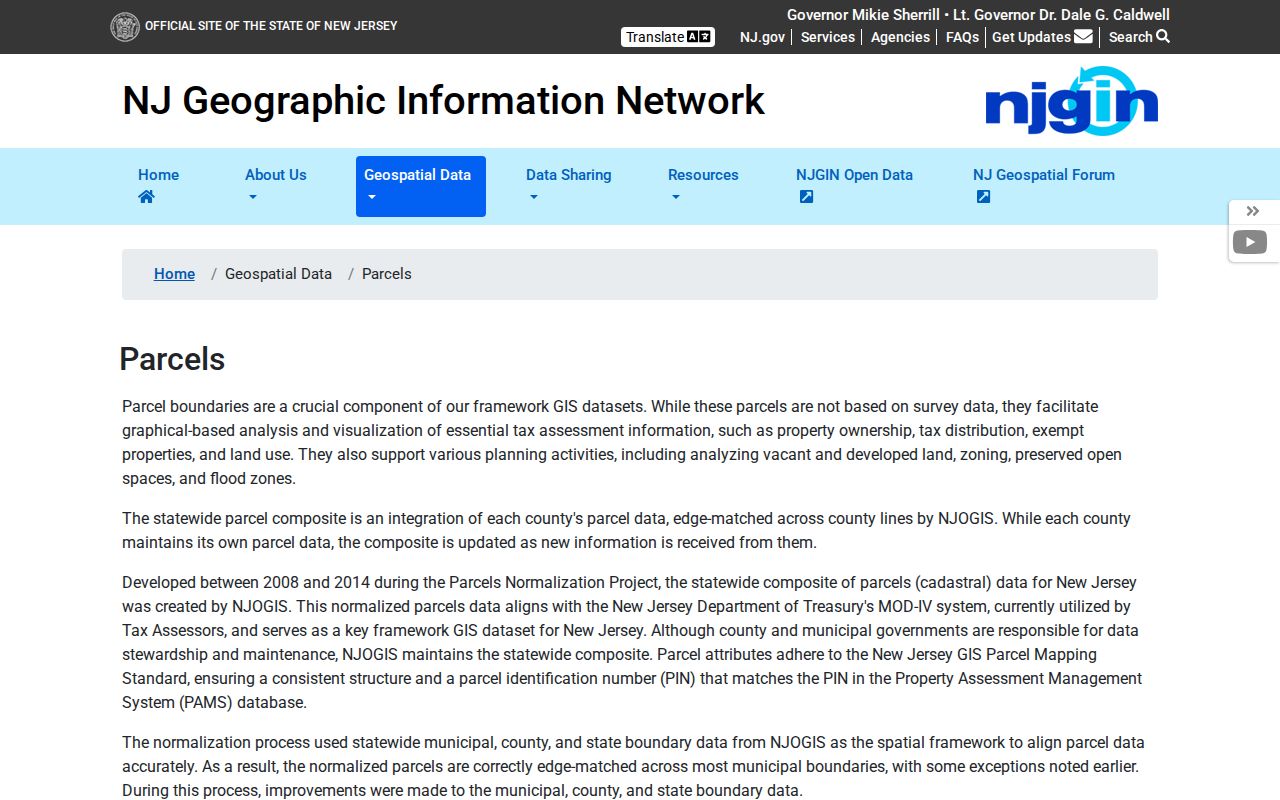 Belleville street directory reference showing the New Jersey GIS Property Explorer